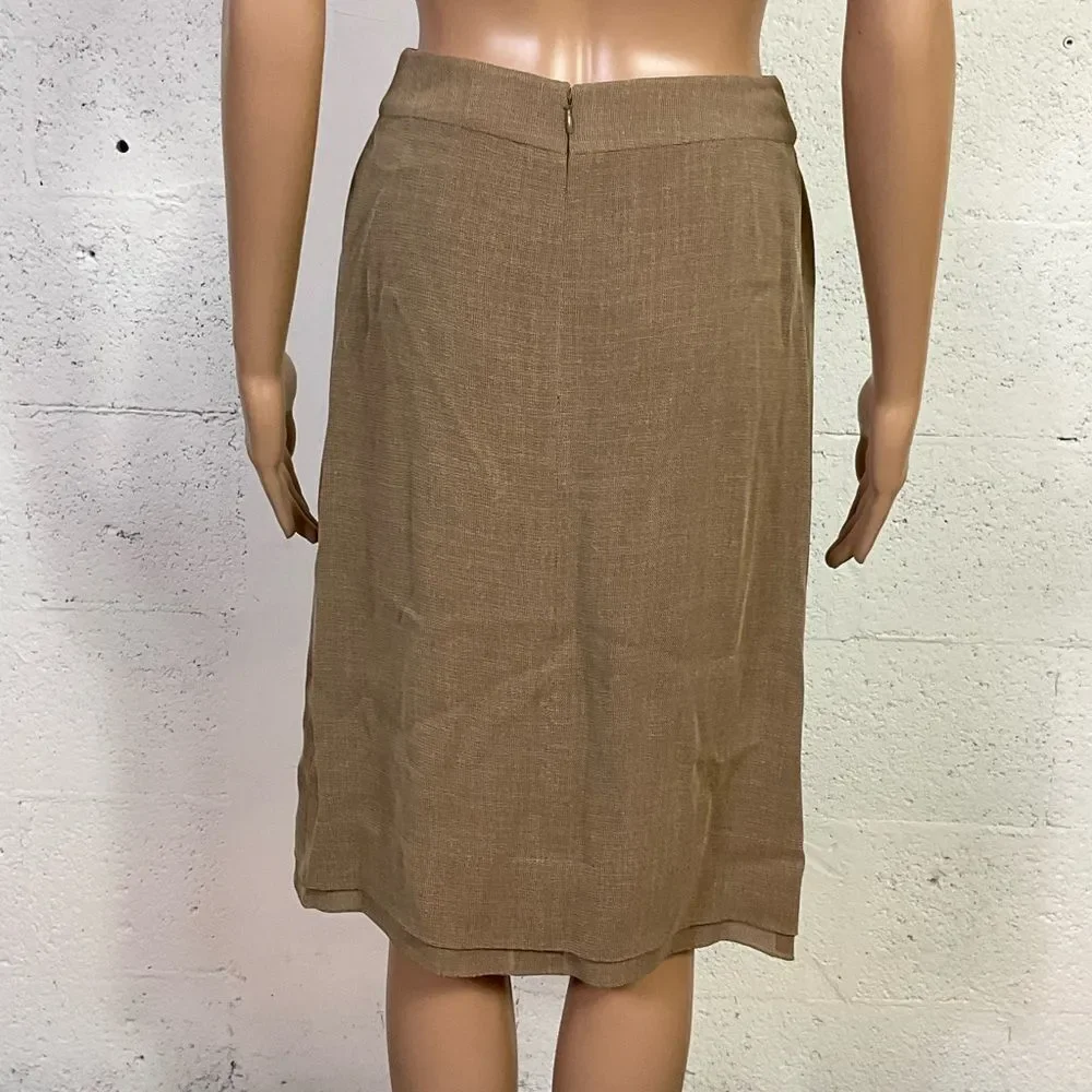 Chanel Vintage Tan Knit Silk Lined High-Waisted Pencil Skirt 4 EUR 36